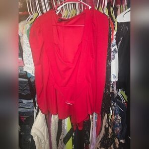 Like new Fashion To Figure Red Belted Peplum Top 2x